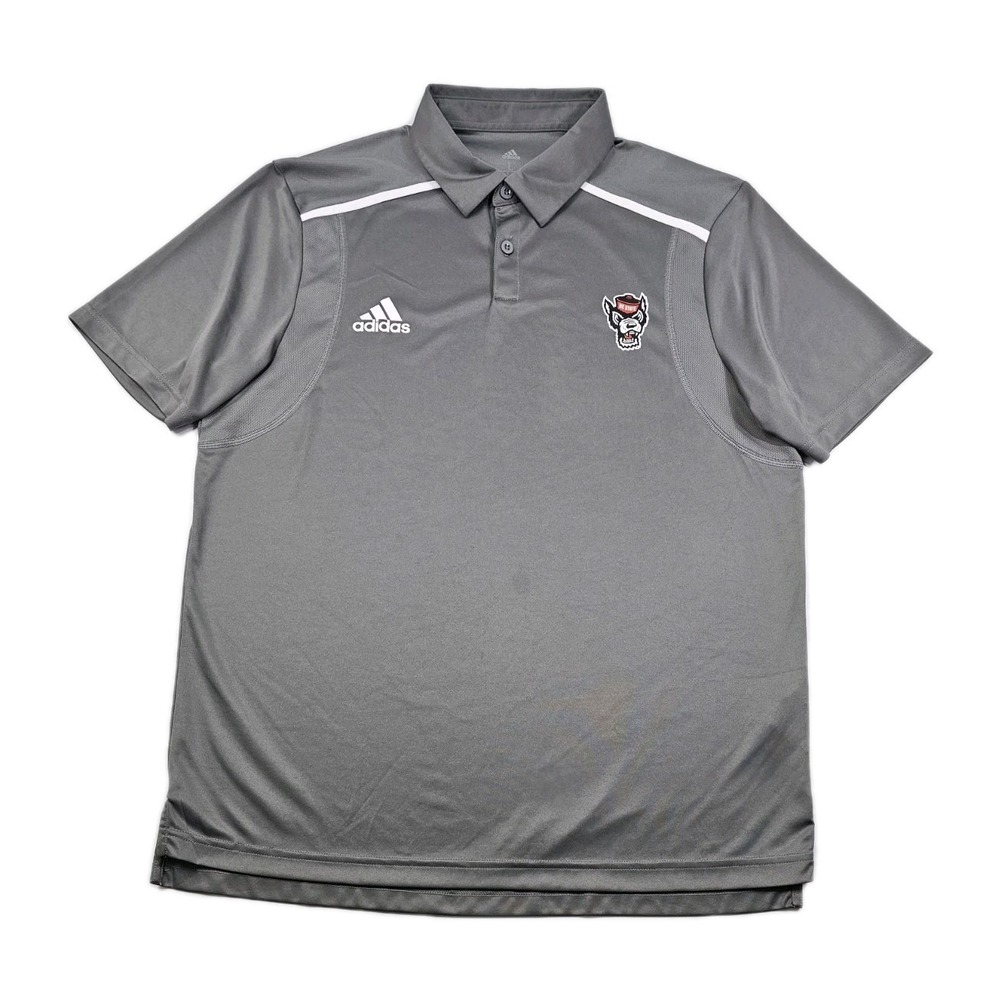 Adidas NC State‎ Wolf Pack AeroReady Dry Tech Mens Large Grey Team Issue Polo
